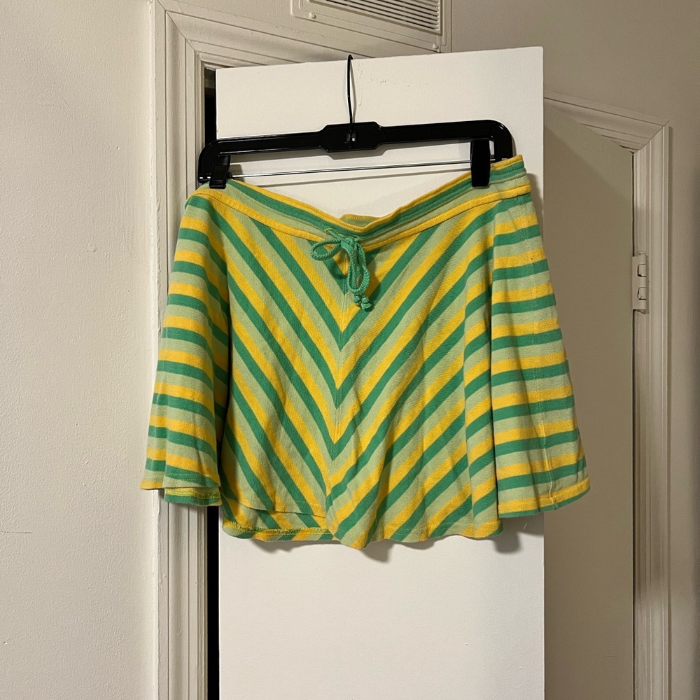 Lacoste Green and Yellow Striped Draw String Skirt